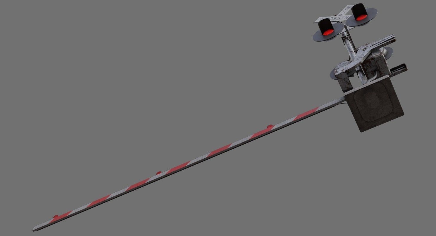 Railroad Crossing 1B Low-poly 3D model_4