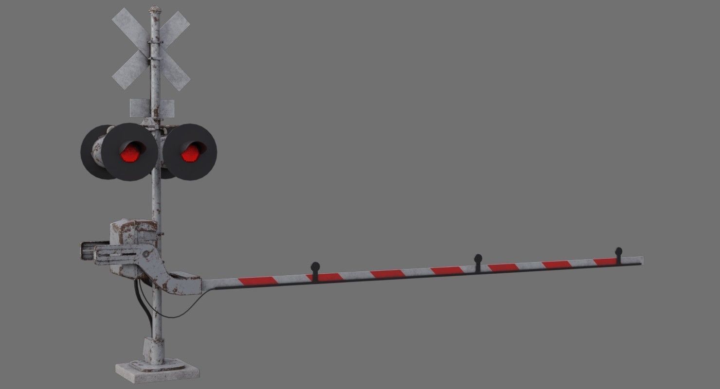 Railroad Crossing 1B Low-poly 3D model_3