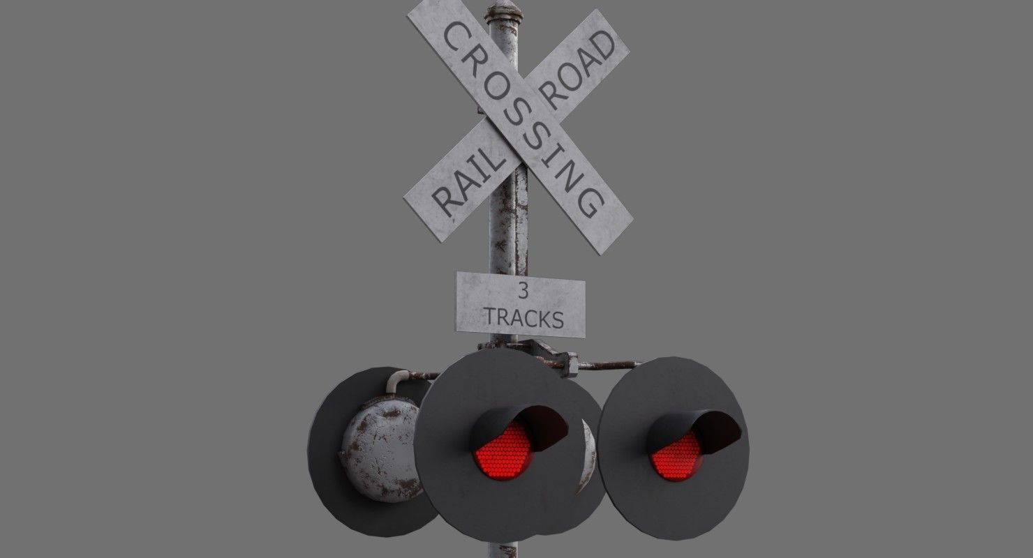 Railroad Crossing 1B Low-poly 3D model_6