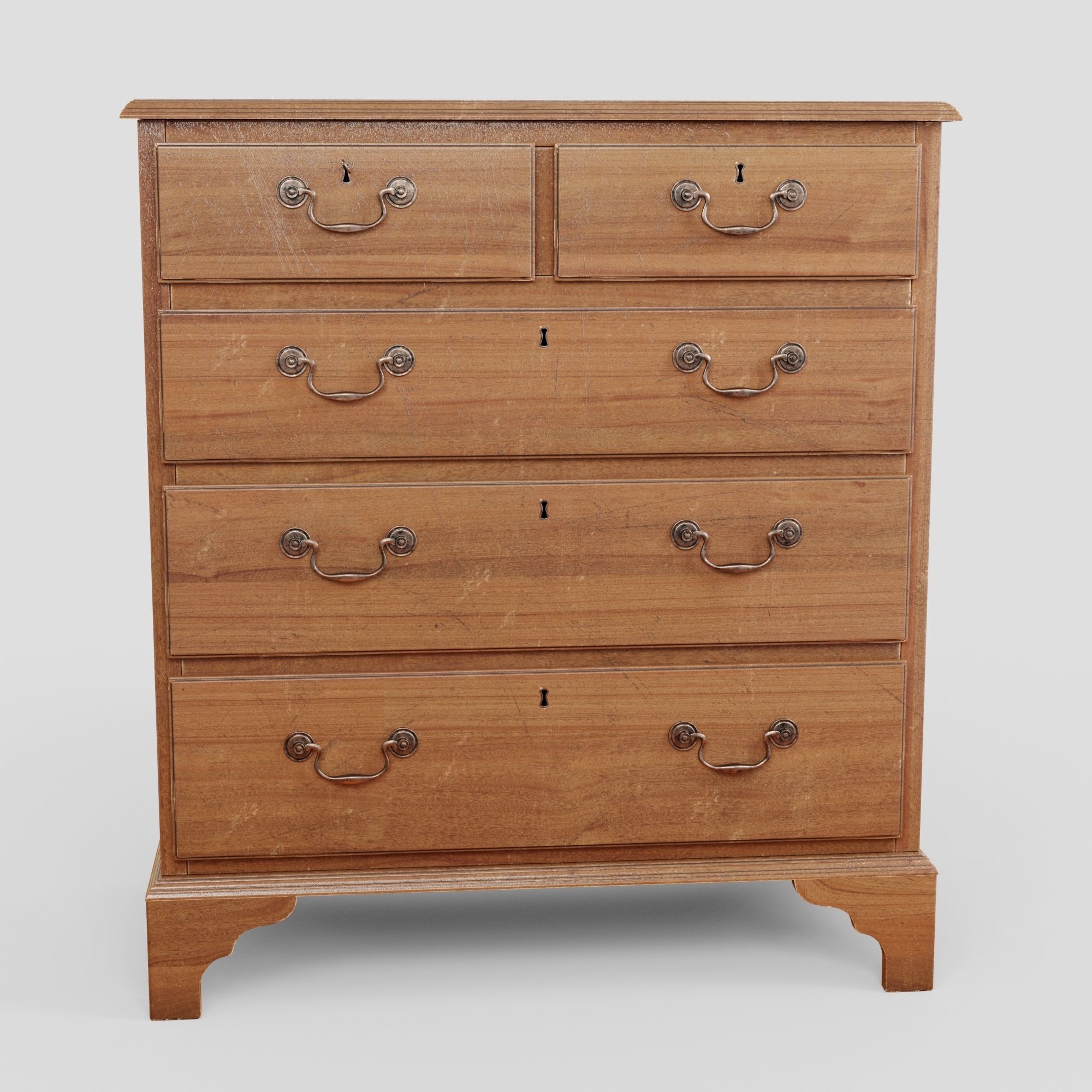 Mahagony antique chest of drawers 3D model_3