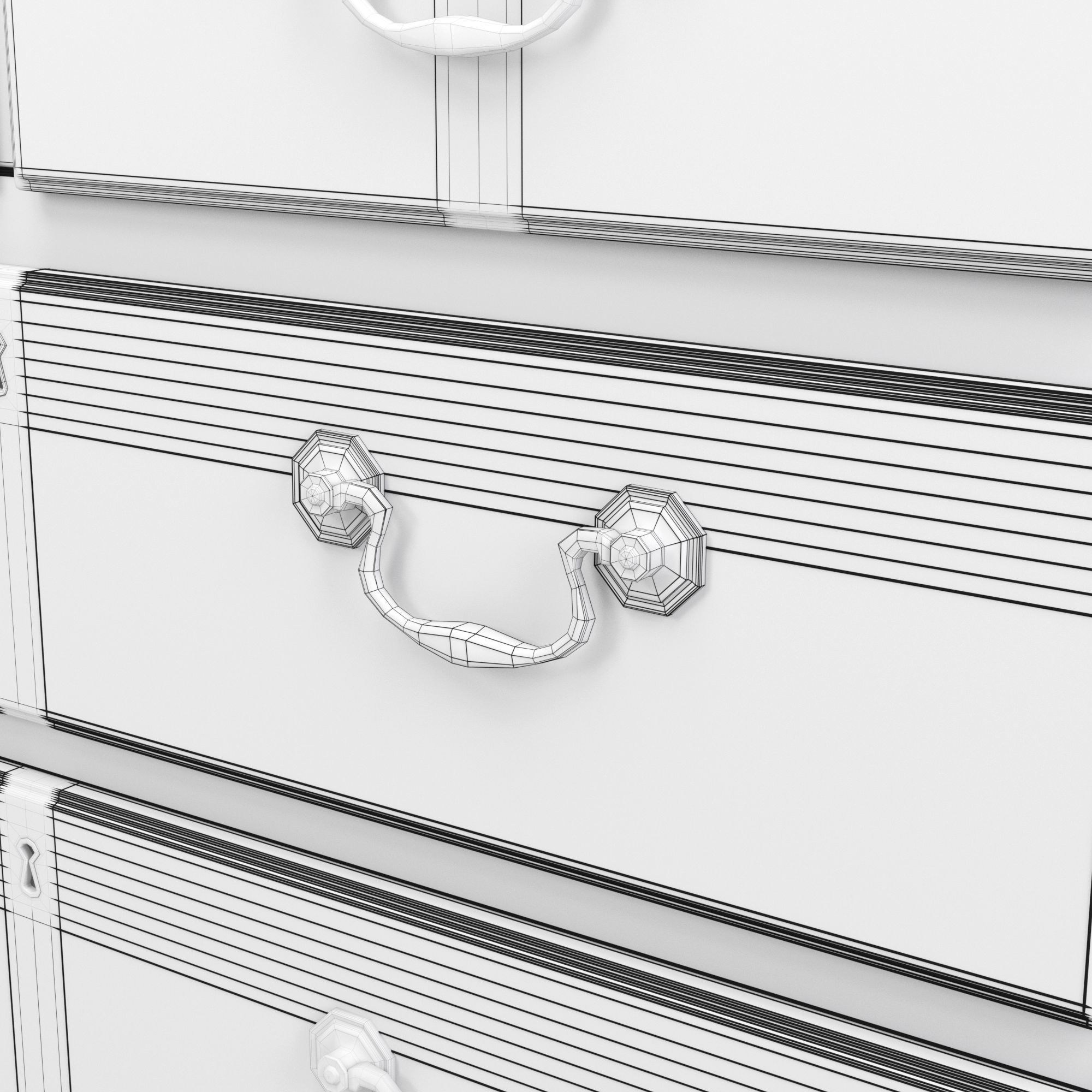 Mahagony antique chest of drawers 3D model_12