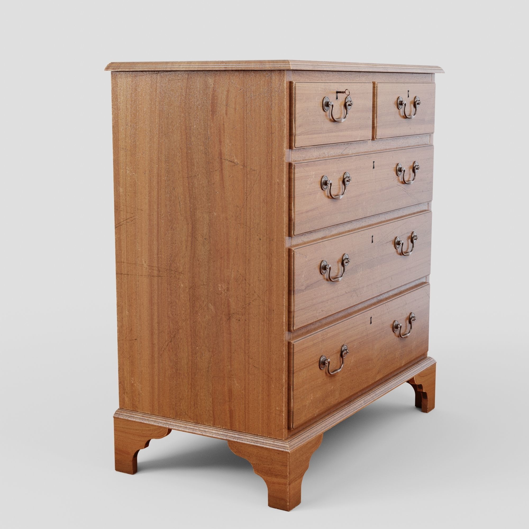 Mahagony antique chest of drawers 3D model_2