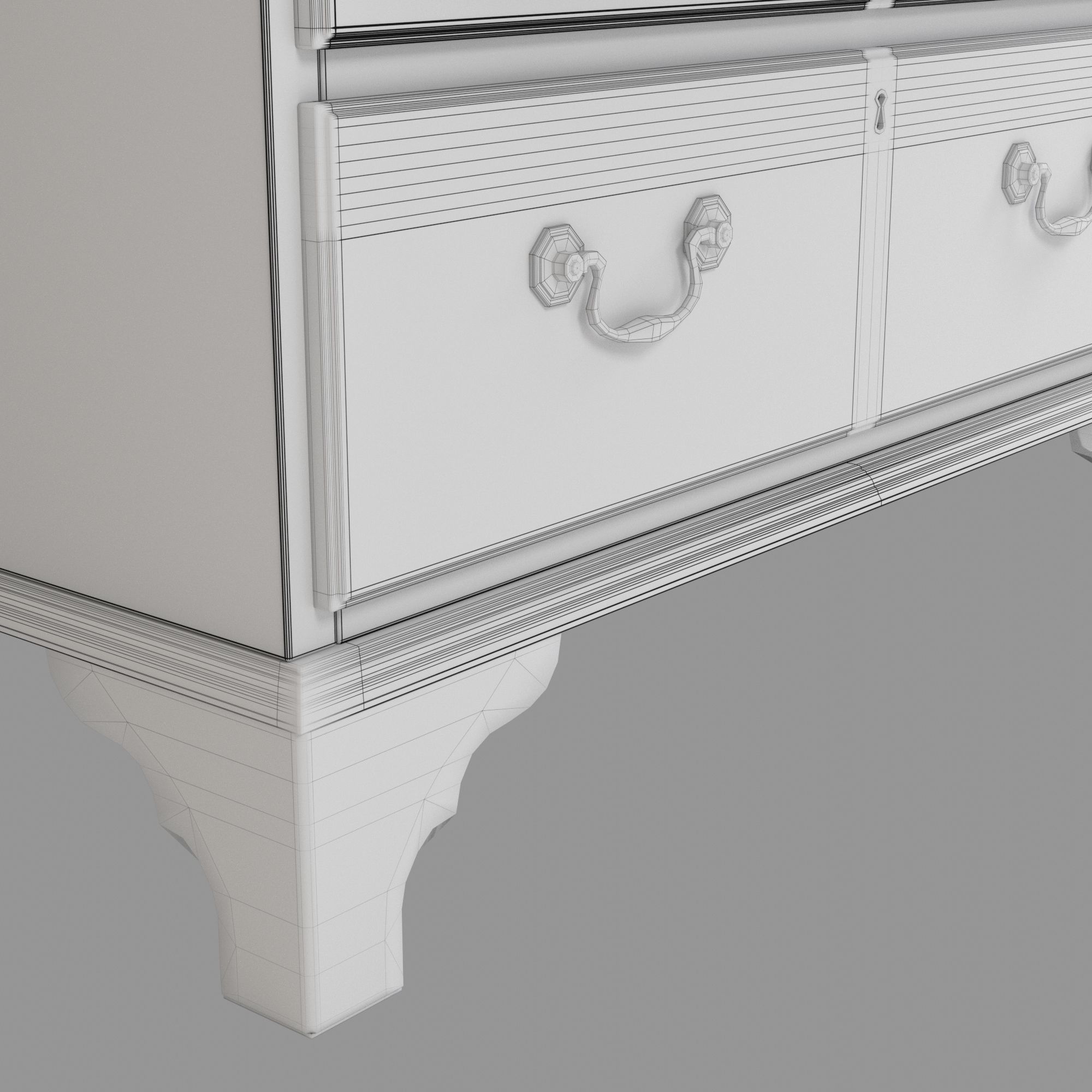 Mahagony antique chest of drawers 3D model_15