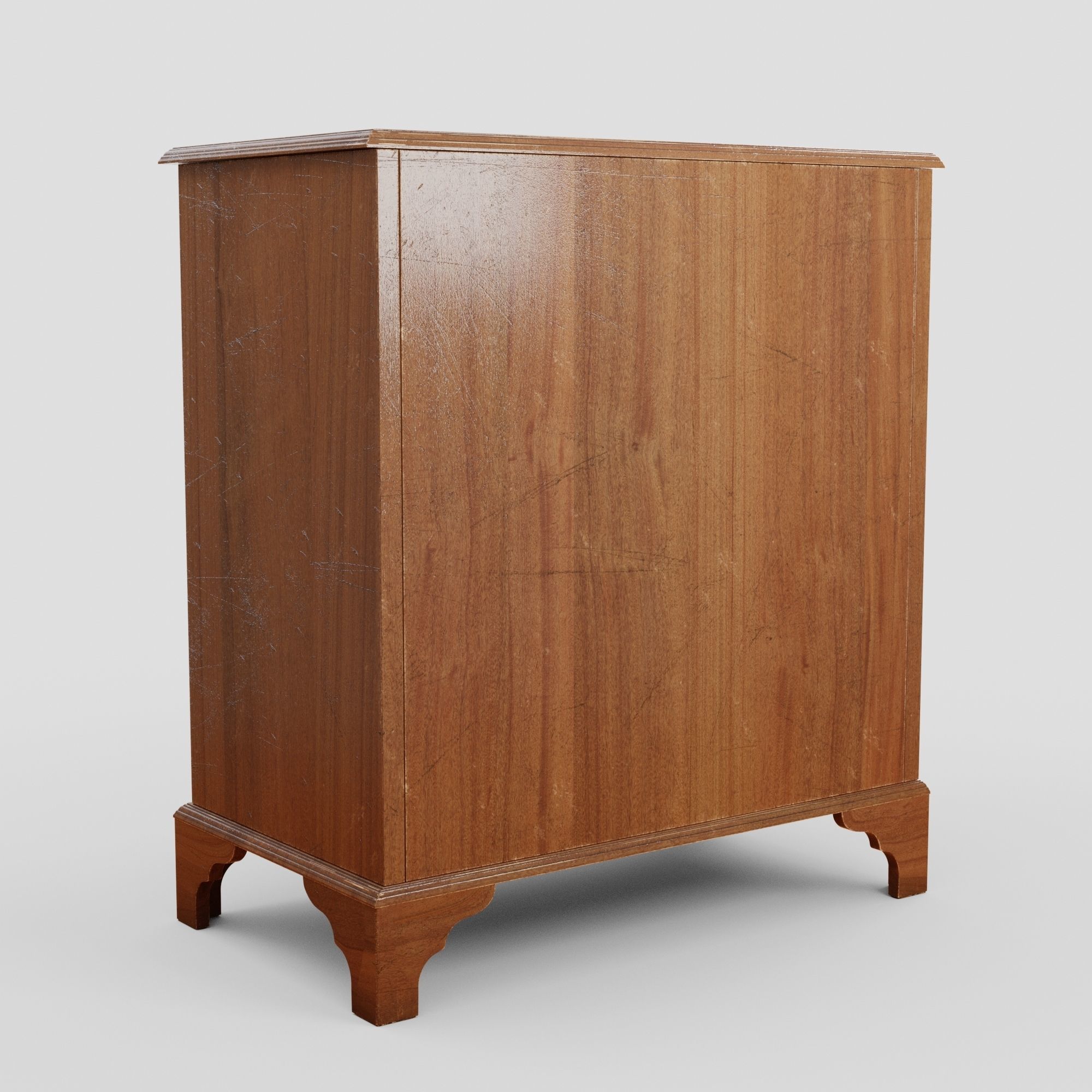 Mahagony antique chest of drawers 3D model_7