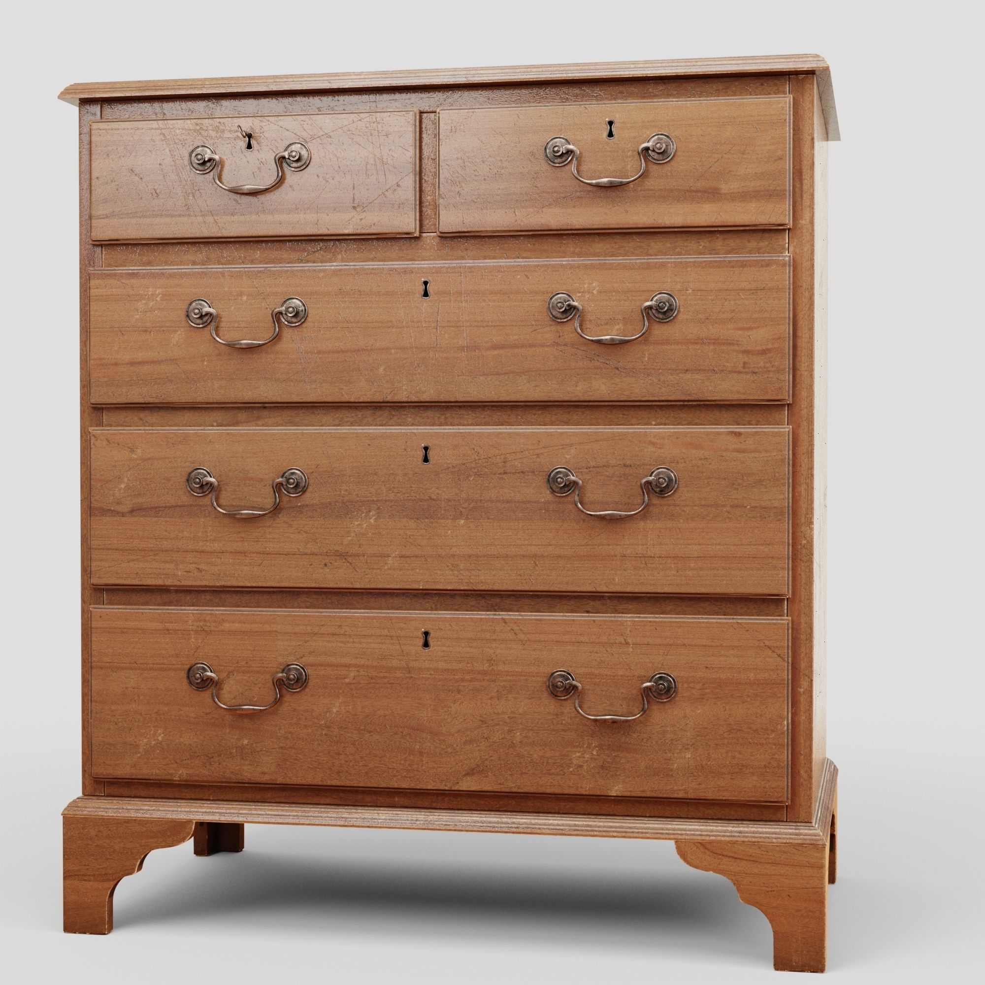 Mahagony antique chest of drawers 3D model_8