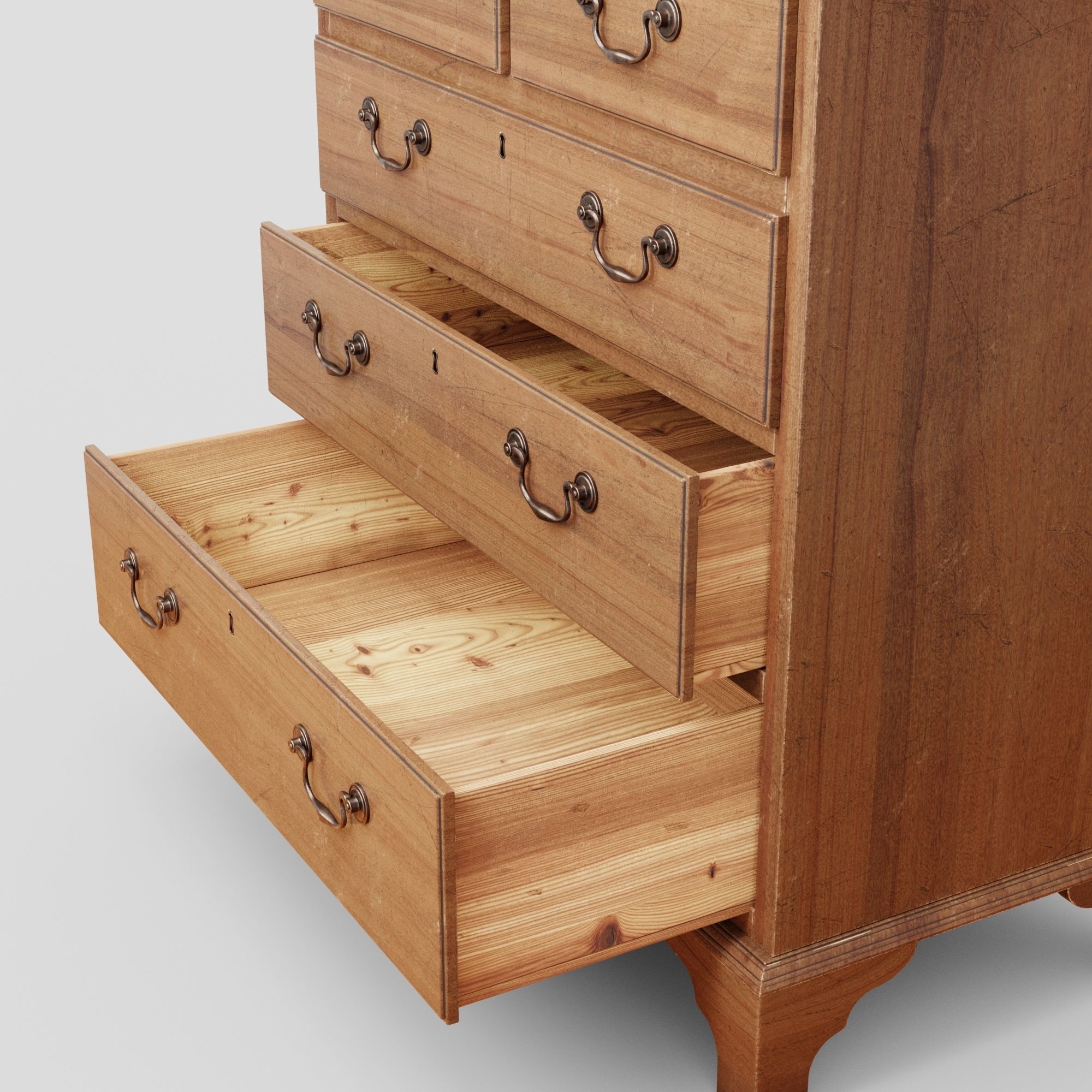 Mahagony antique chest of drawers 3D model_6