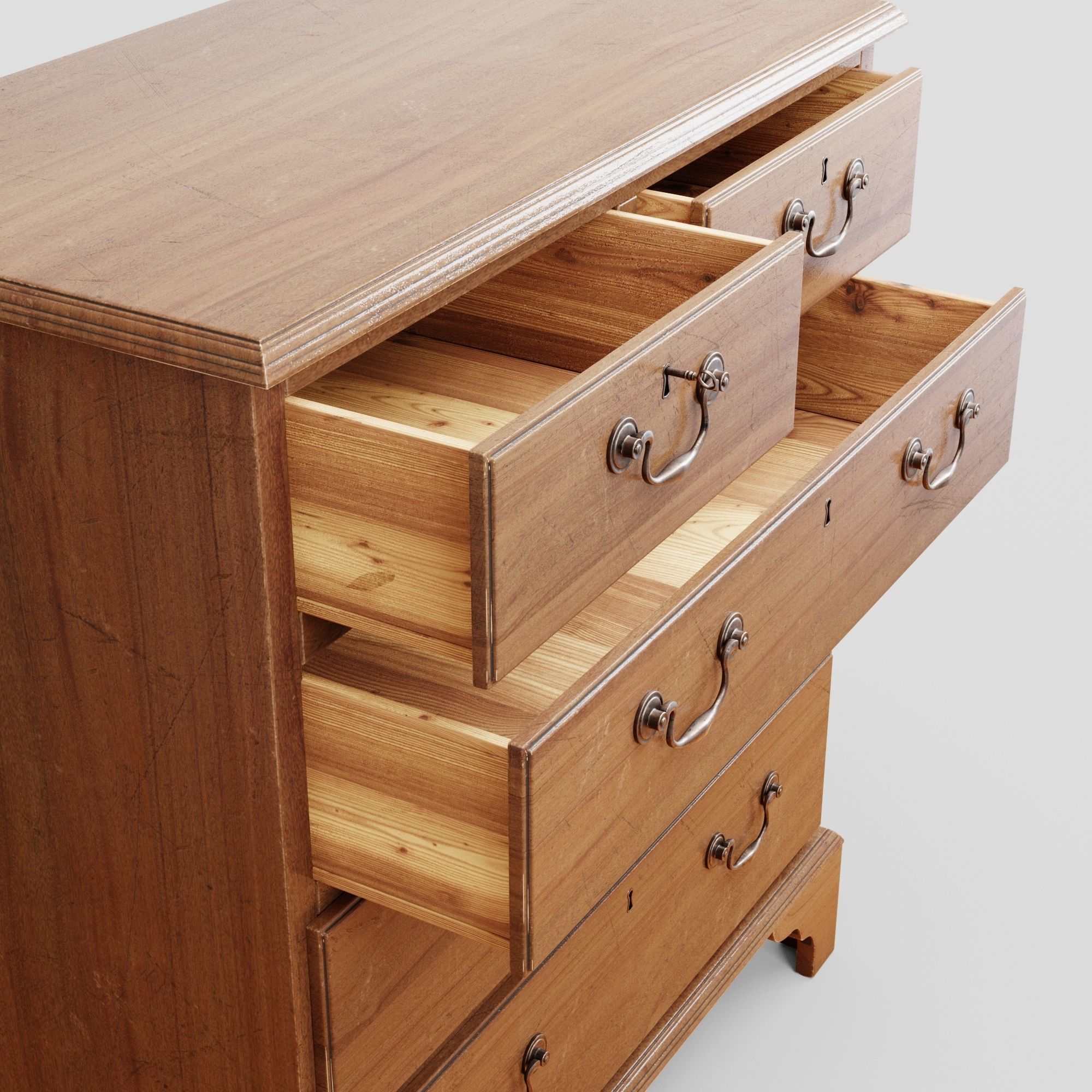 Mahagony antique chest of drawers 3D model_1