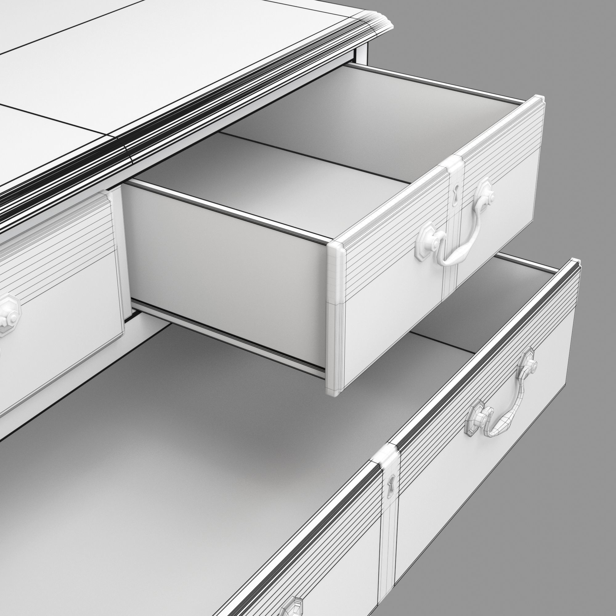 Mahagony antique chest of drawers 3D model_14