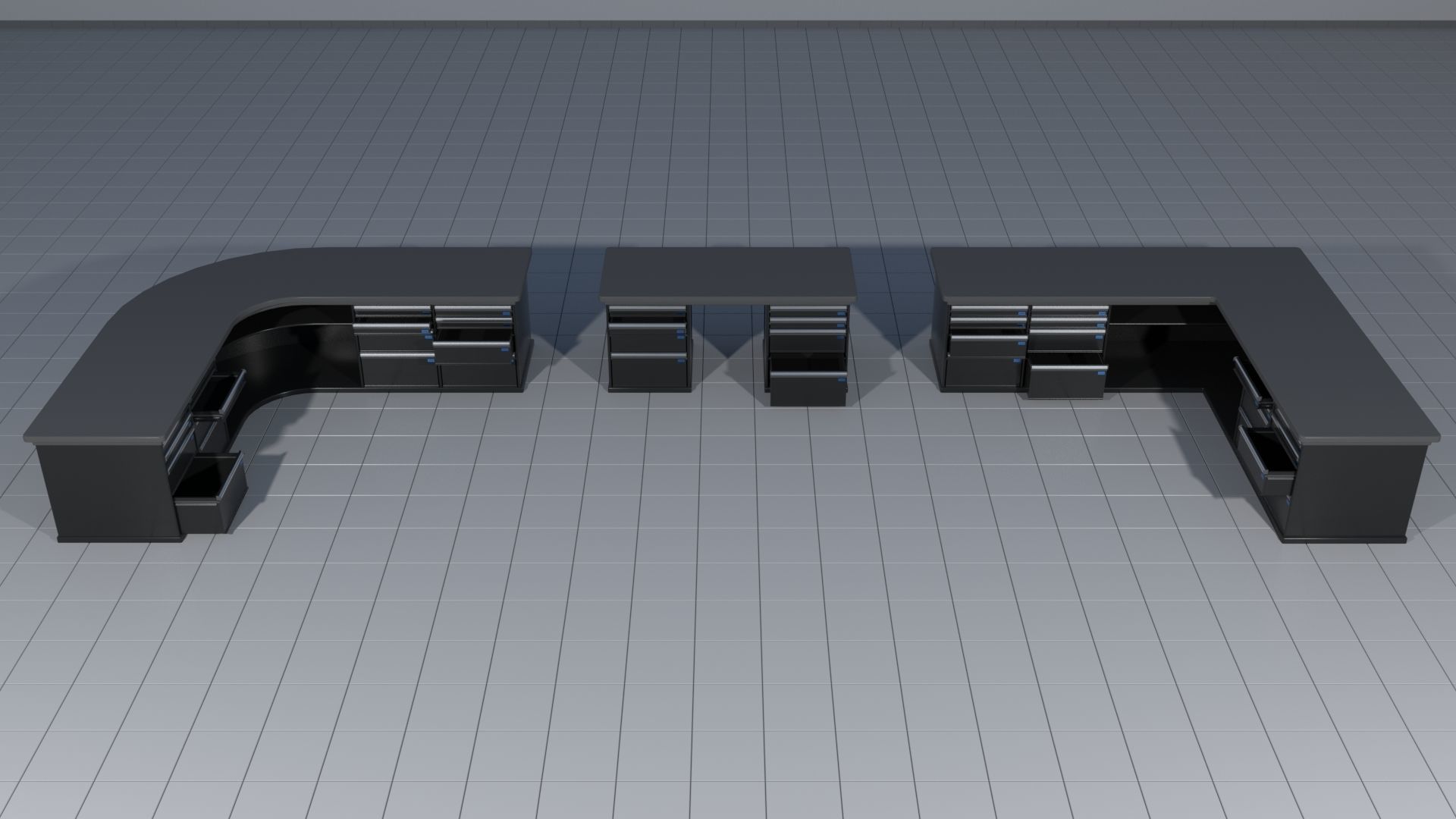 Laboratory shelves and desks 3D model_4