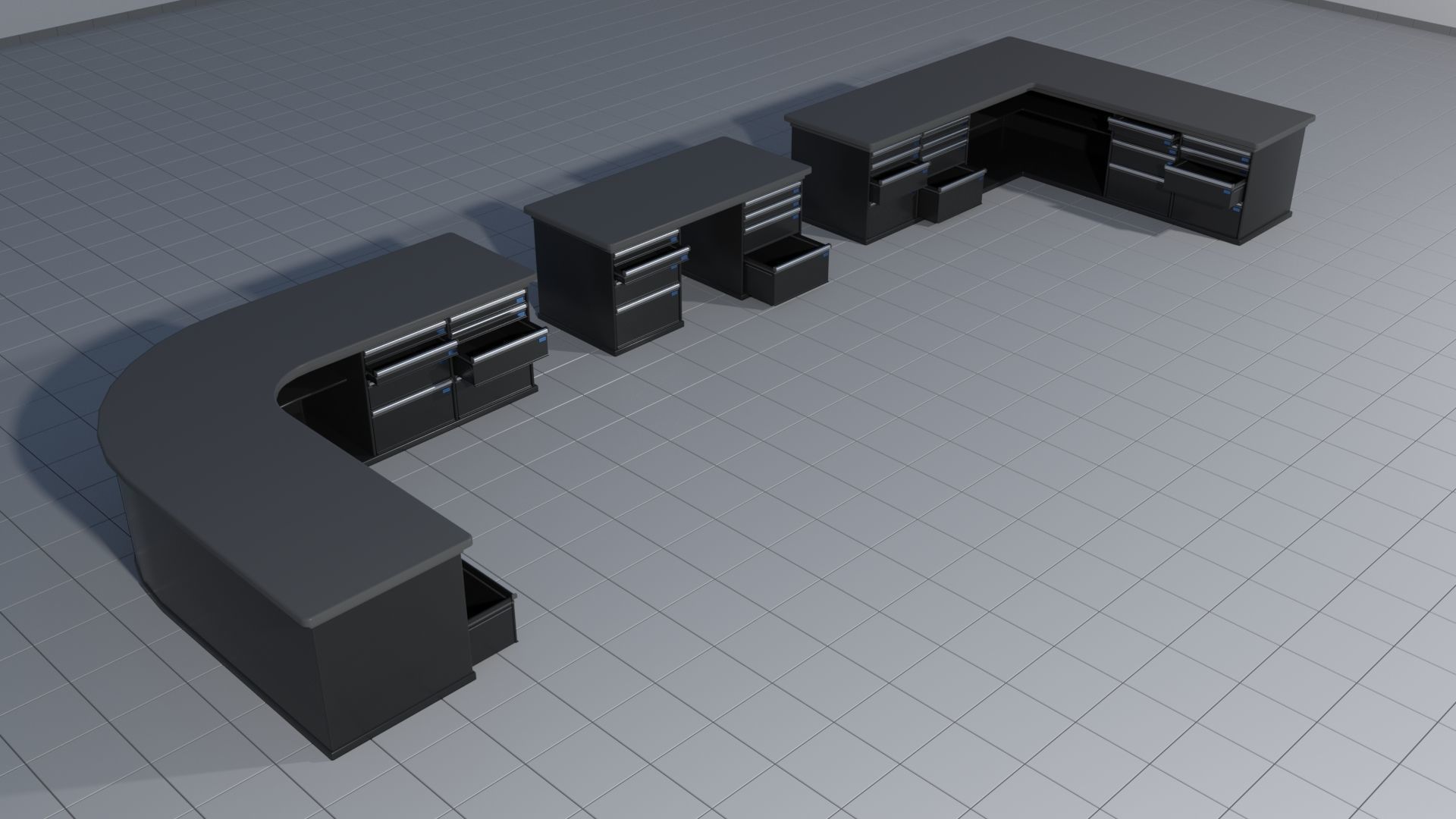 Laboratory shelves and desks 3D model_8
