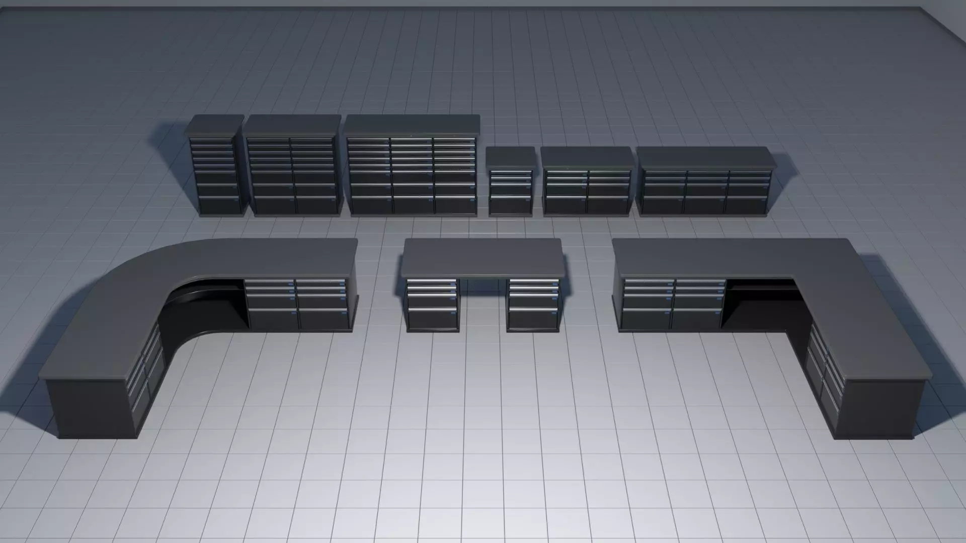 Laboratory shelves and desks 3D model_0