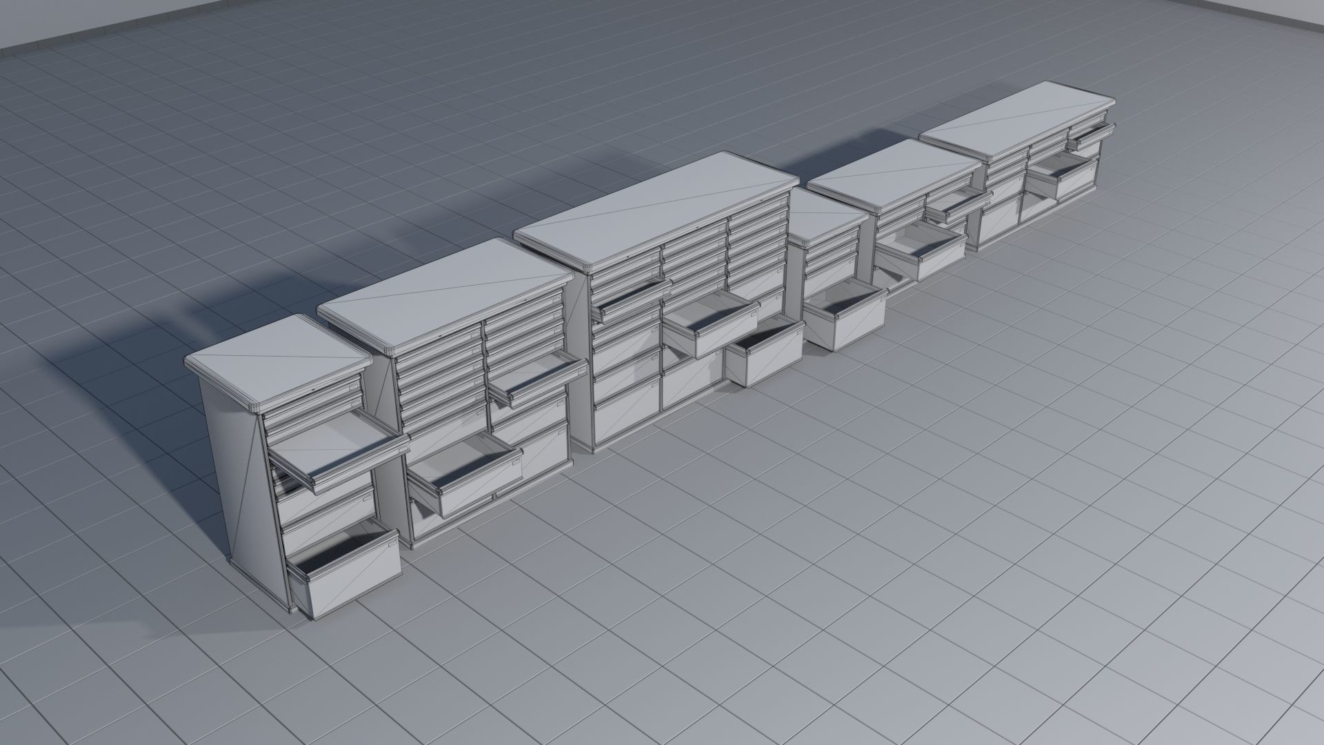 Laboratory shelves and desks 3D model_17
