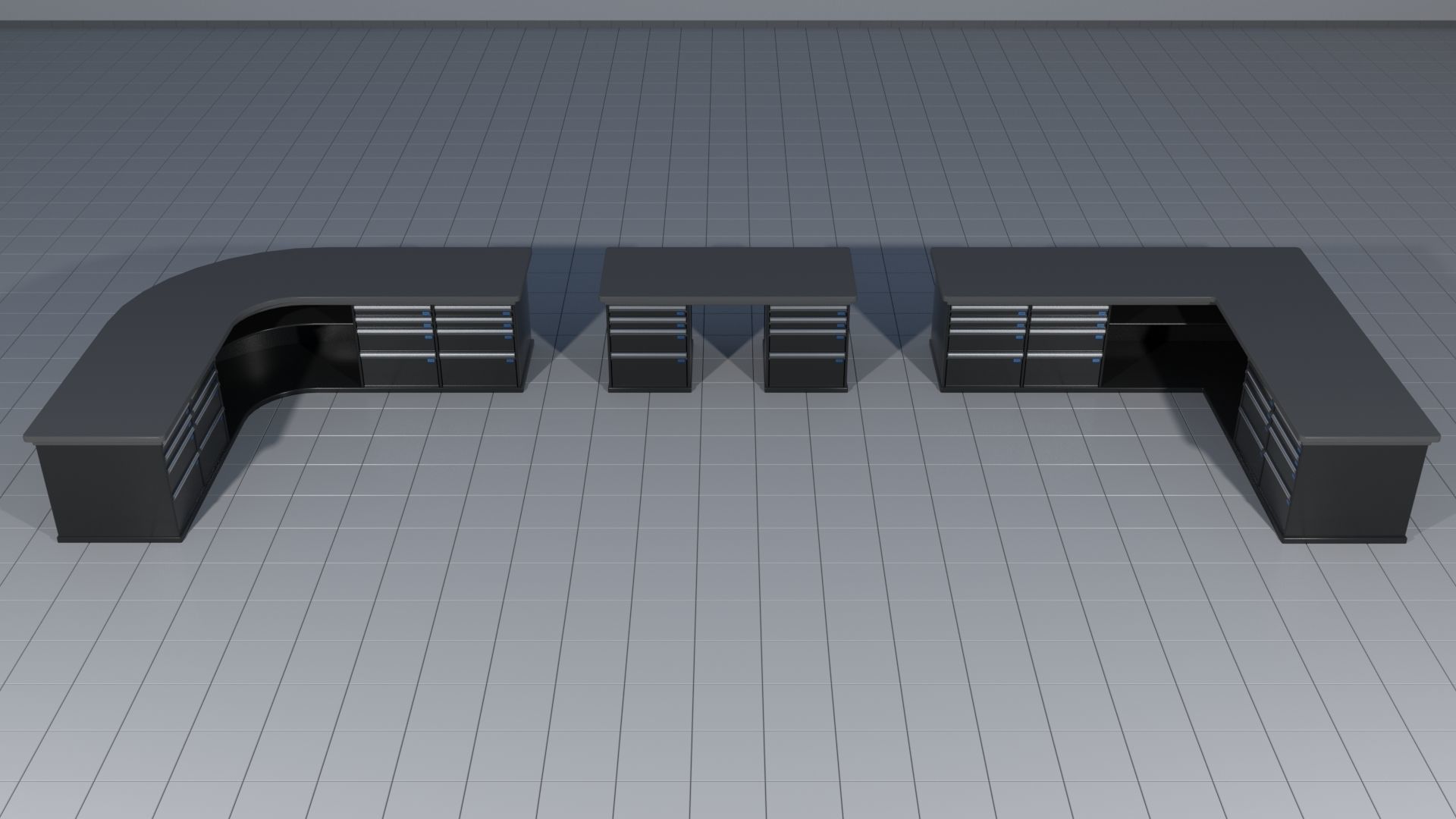 Laboratory shelves and desks 3D model_2