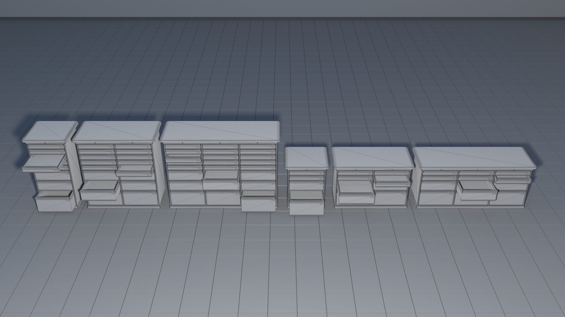 Laboratory shelves and desks 3D model_13