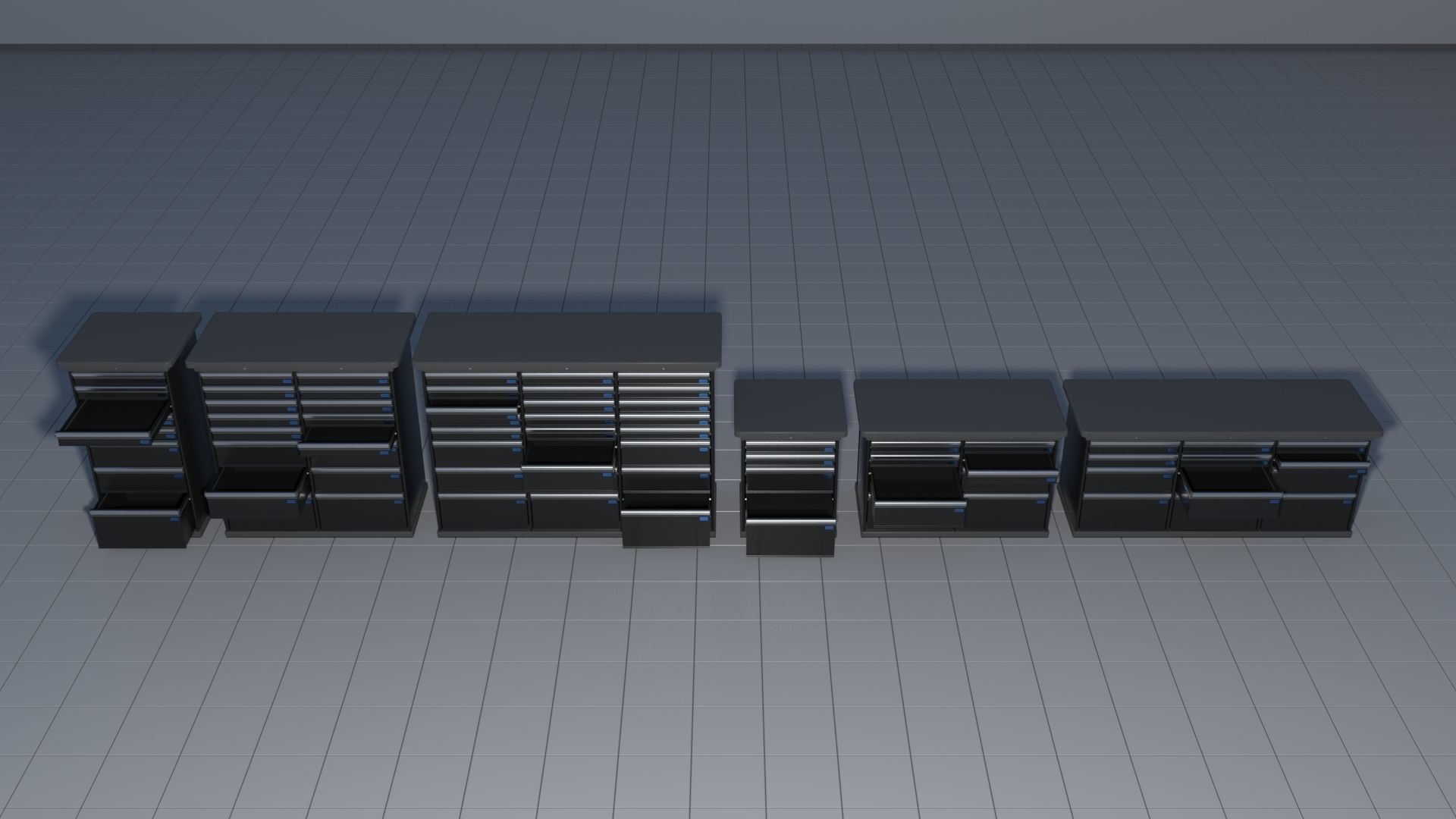 Laboratory shelves and desks 3D model_12