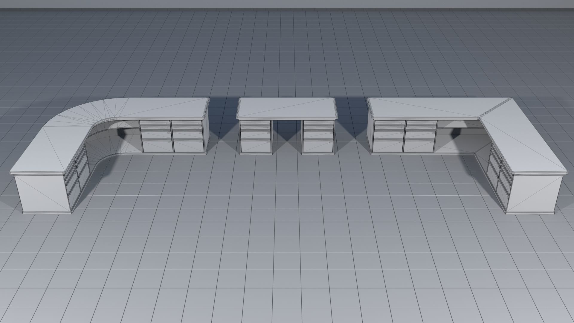 Laboratory shelves and desks 3D model_3