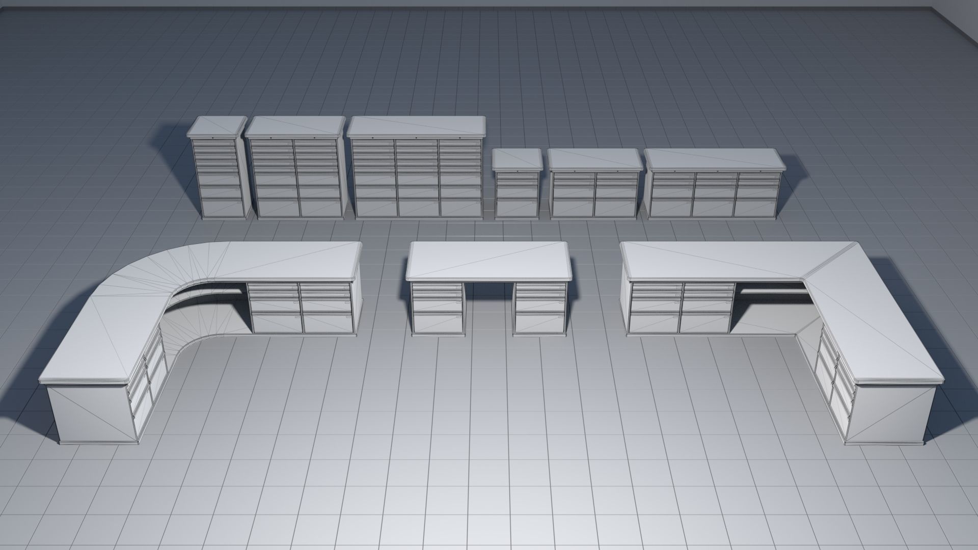 Laboratory shelves and desks 3D model_1
