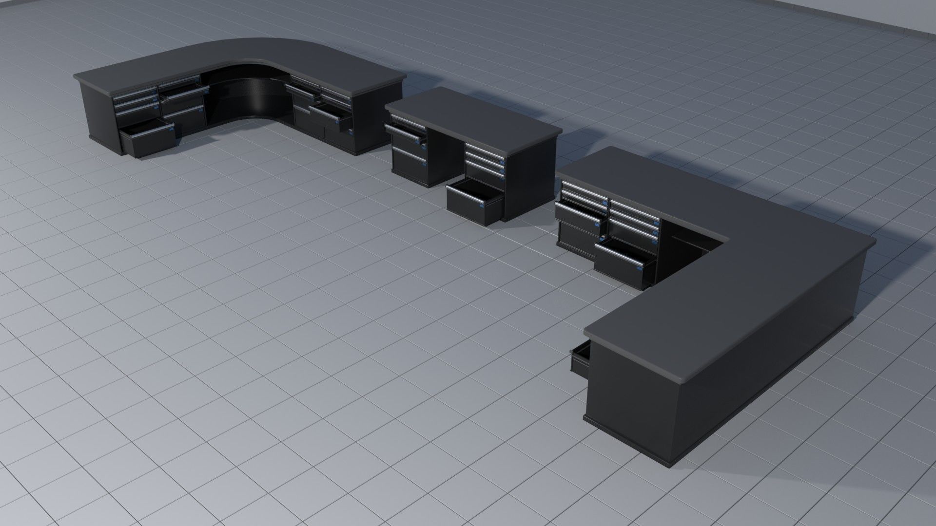 Laboratory shelves and desks 3D model_6