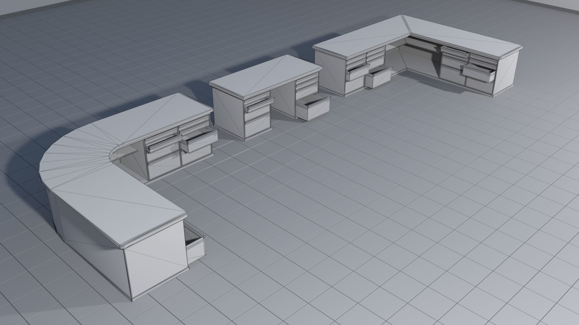 Laboratory shelves and desks 3D model_9