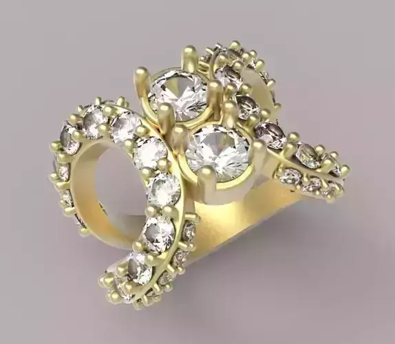 Ring with diamonds 3D print model