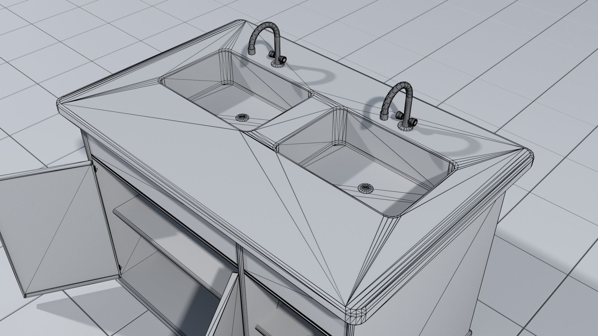 Laboratory cabinets with sinks 3D model_15