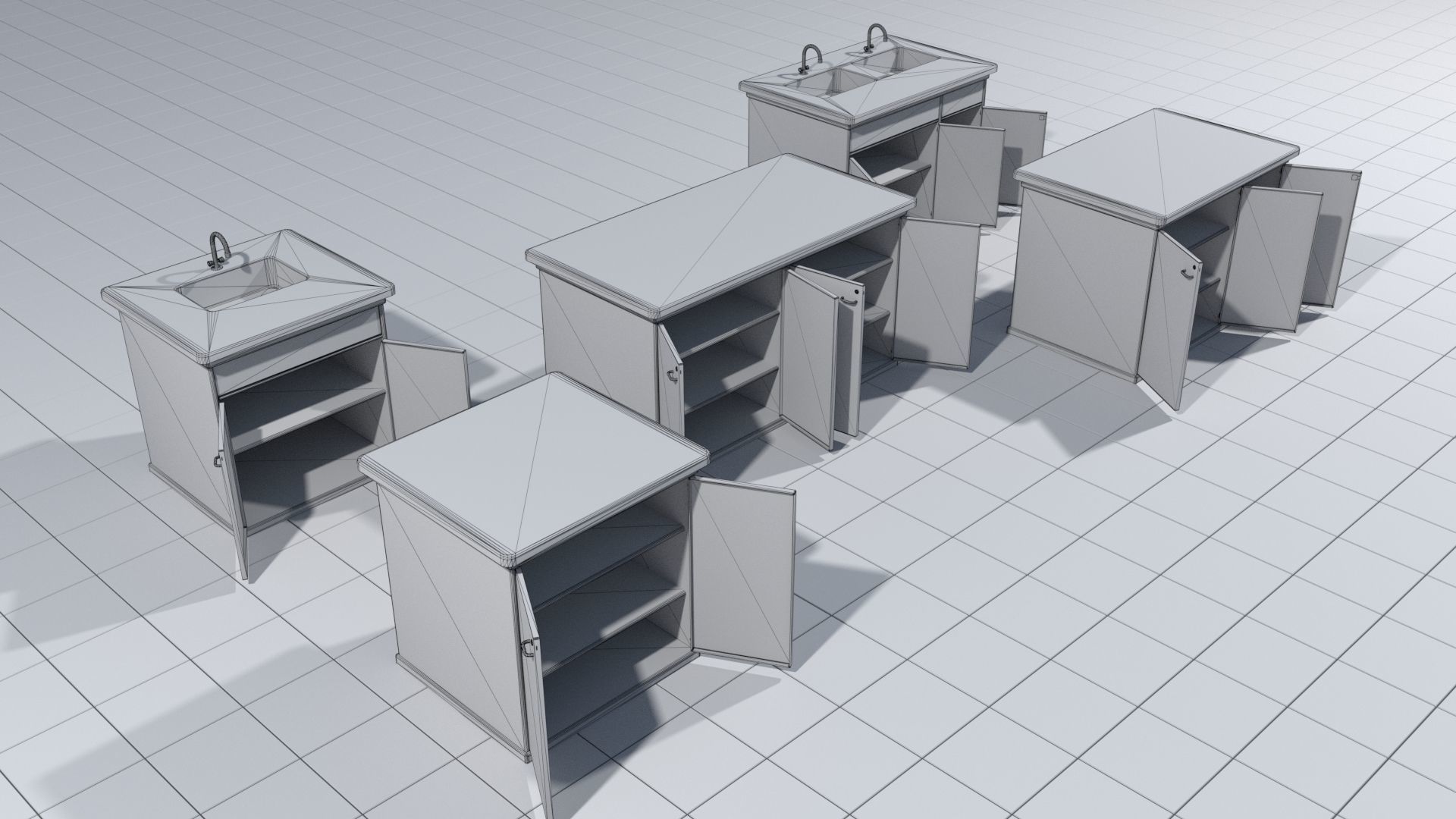 Laboratory cabinets with sinks 3D model_11