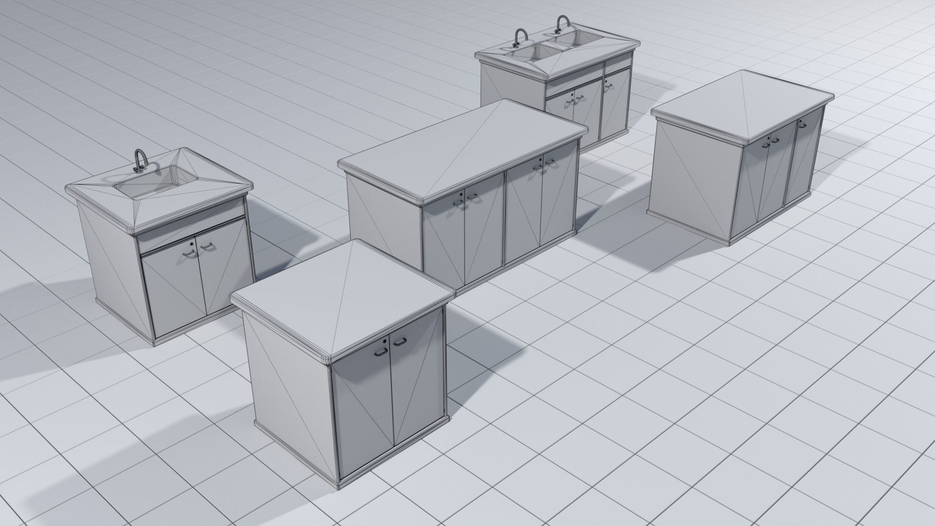 Laboratory cabinets with sinks 3D model_9