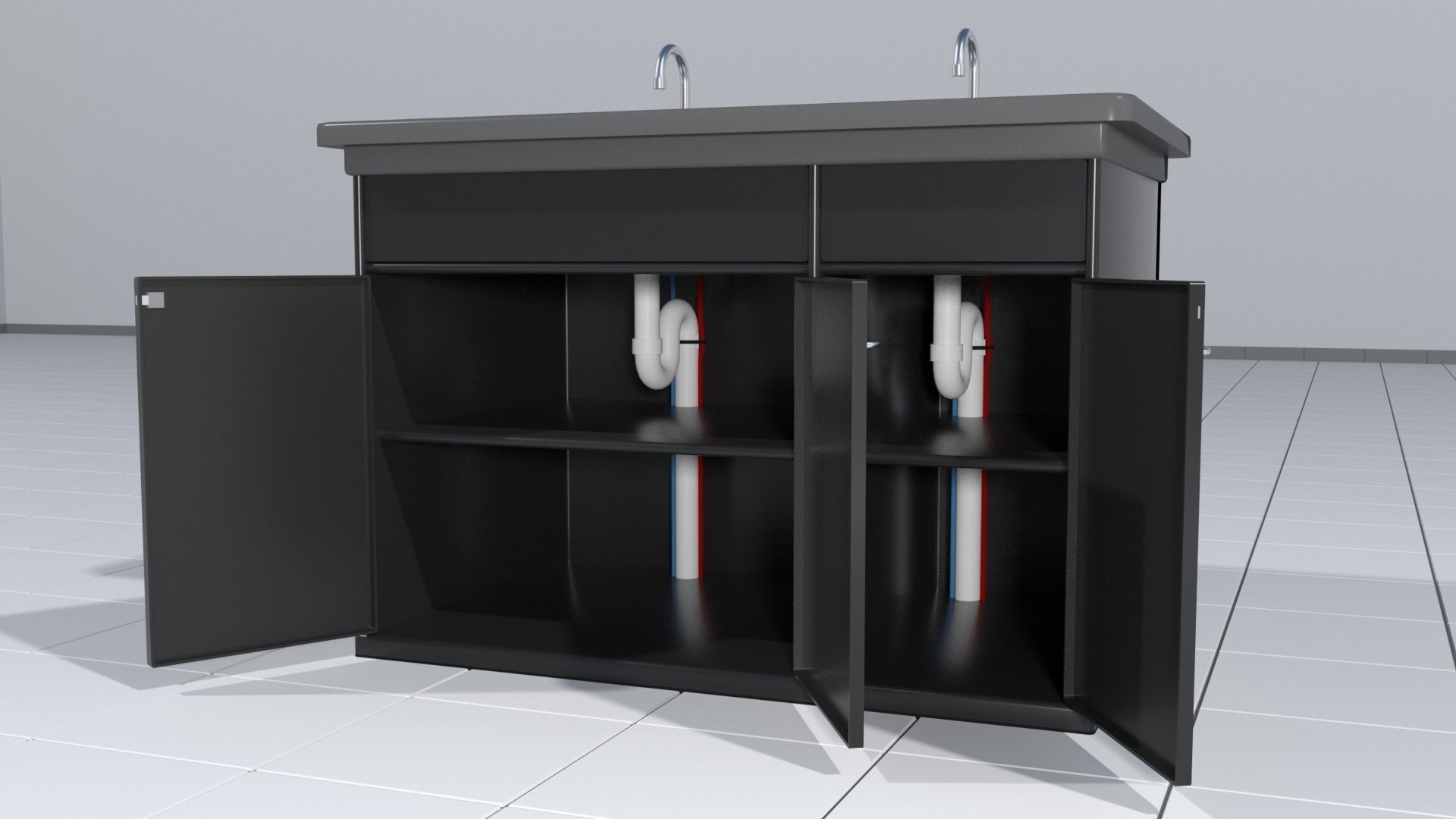 Laboratory cabinets with sinks 3D model_12