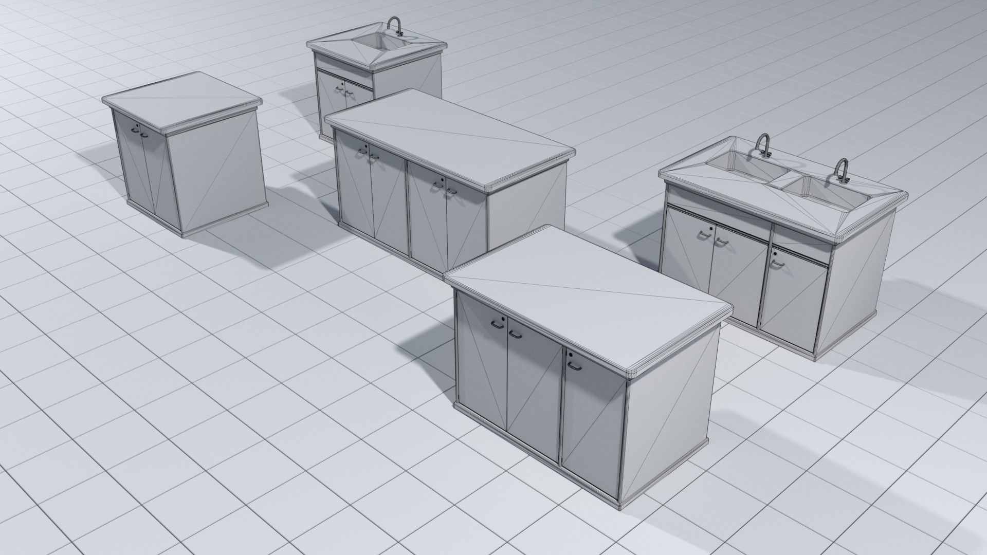 Laboratory cabinets with sinks 3D model_1