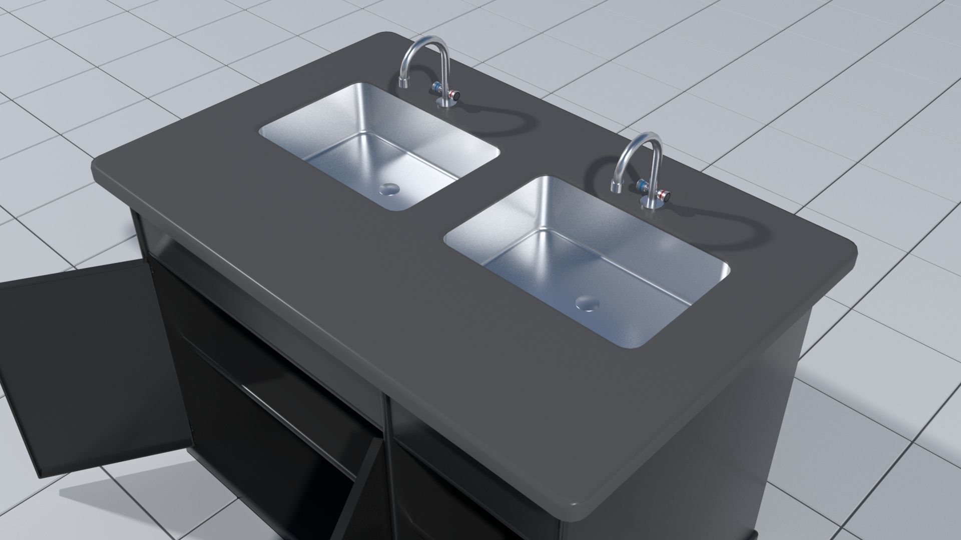 Laboratory cabinets with sinks 3D model_14