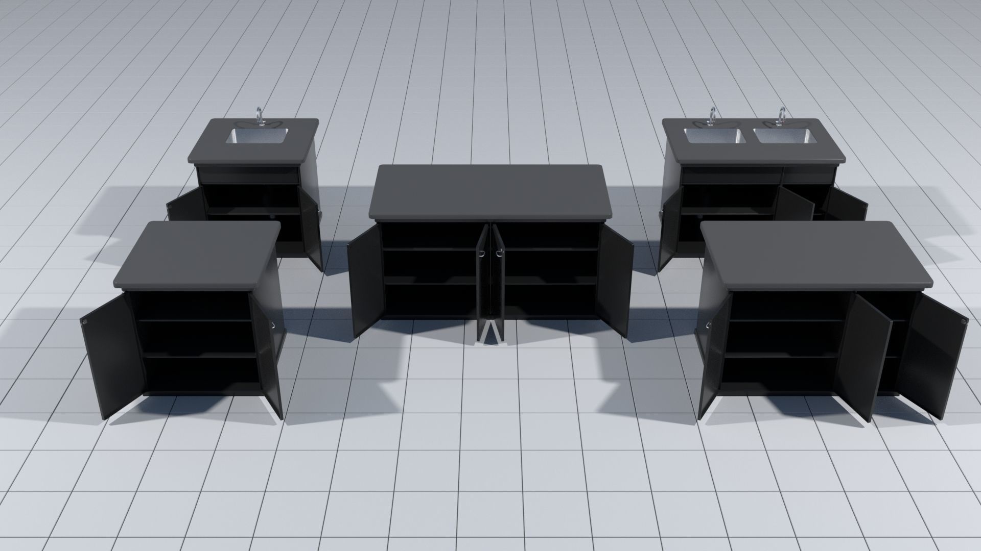Laboratory cabinets with sinks 3D model_6