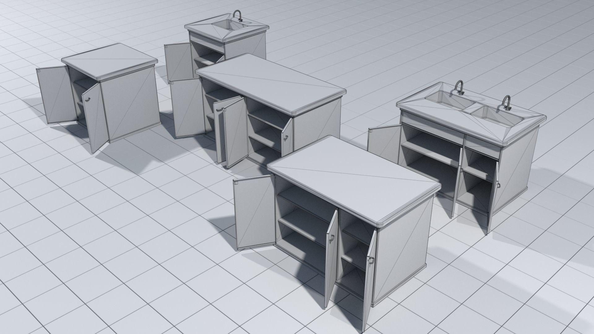 Laboratory cabinets with sinks 3D model_3