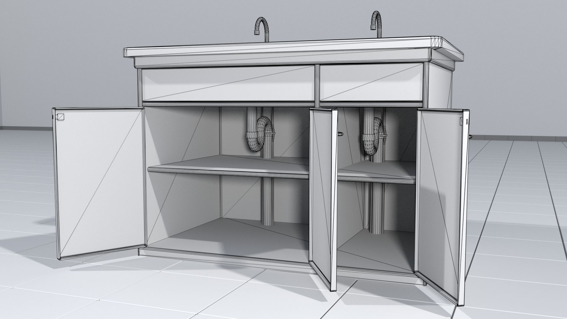 Laboratory cabinets with sinks 3D model_13