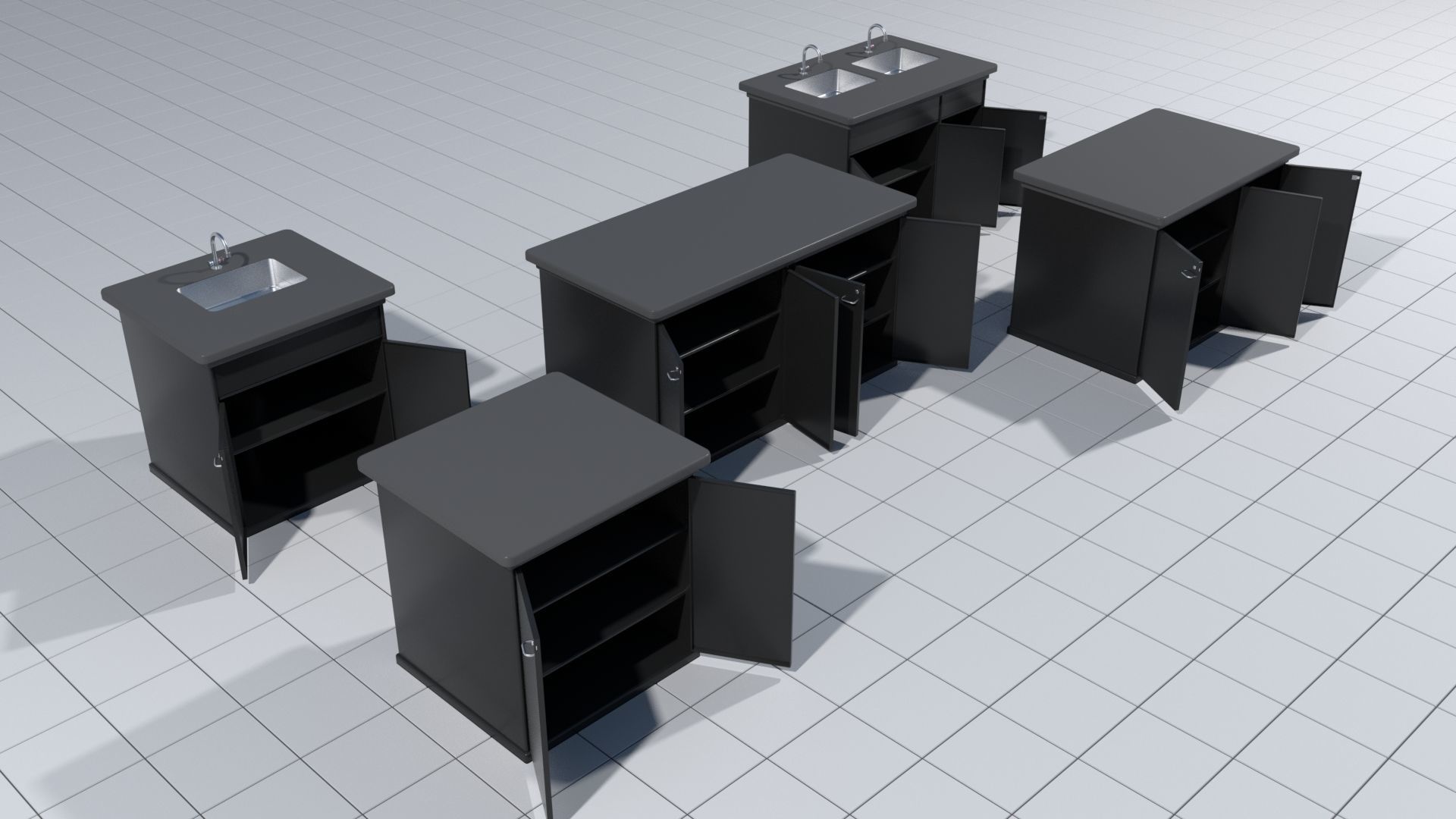 Laboratory cabinets with sinks 3D model_10