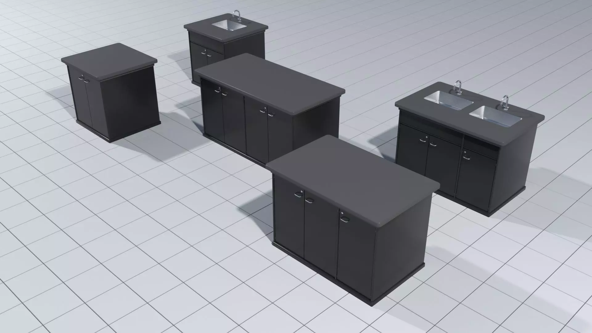 Laboratory cabinets with sinks 3D model_0