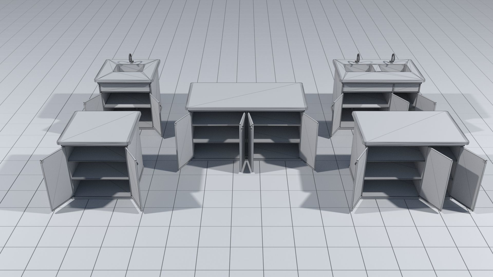 Laboratory cabinets with sinks 3D model_7