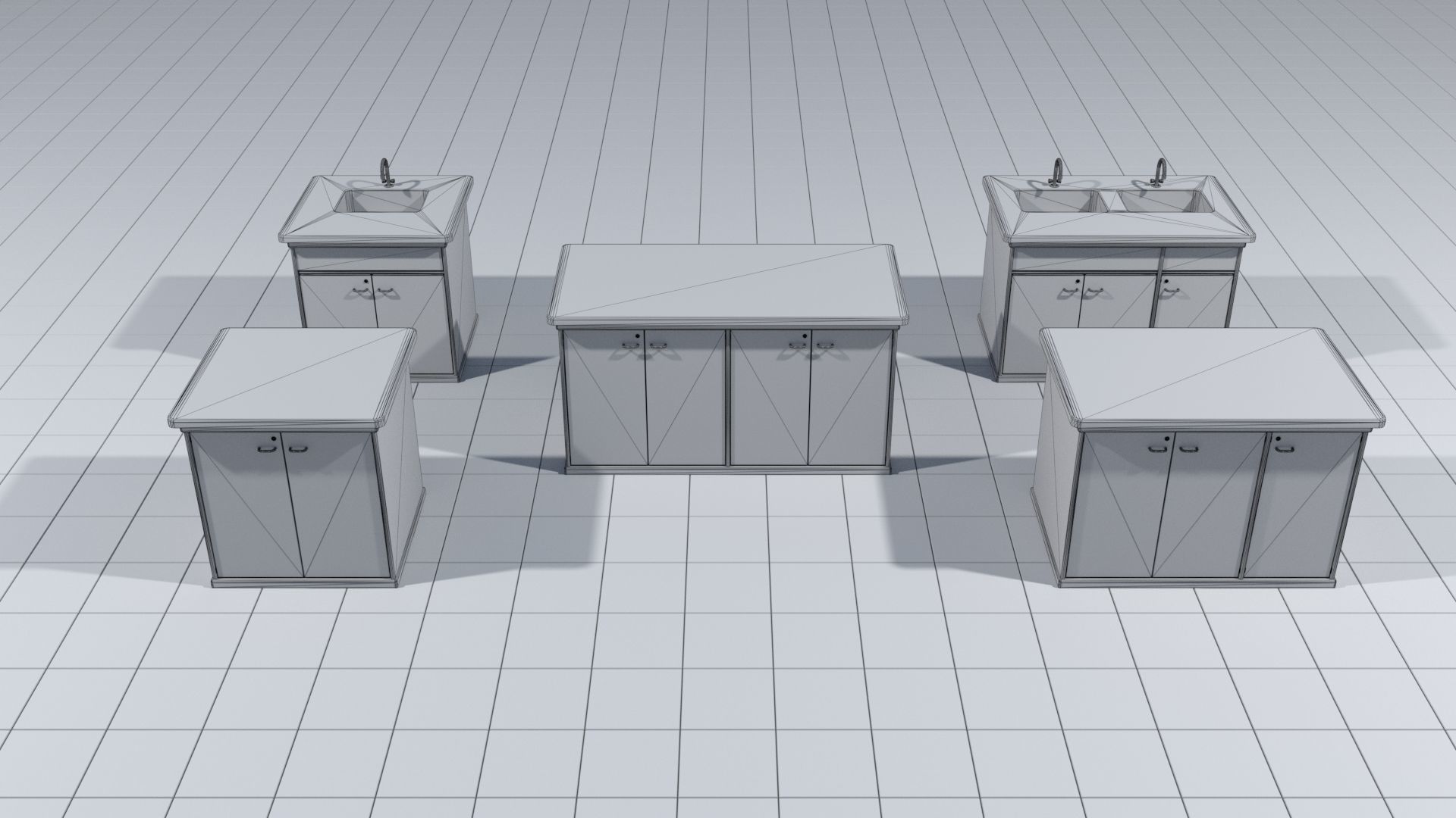Laboratory cabinets with sinks 3D model_5