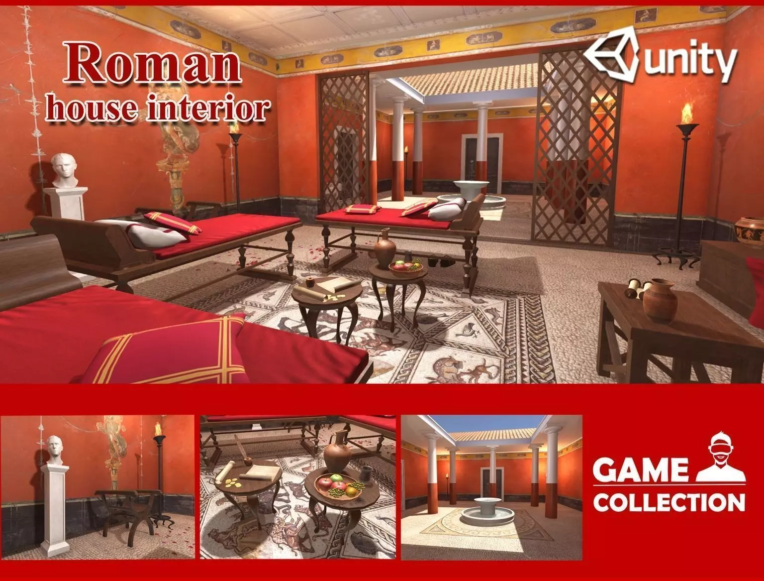 Roman house interior Low-poly 3D model_0