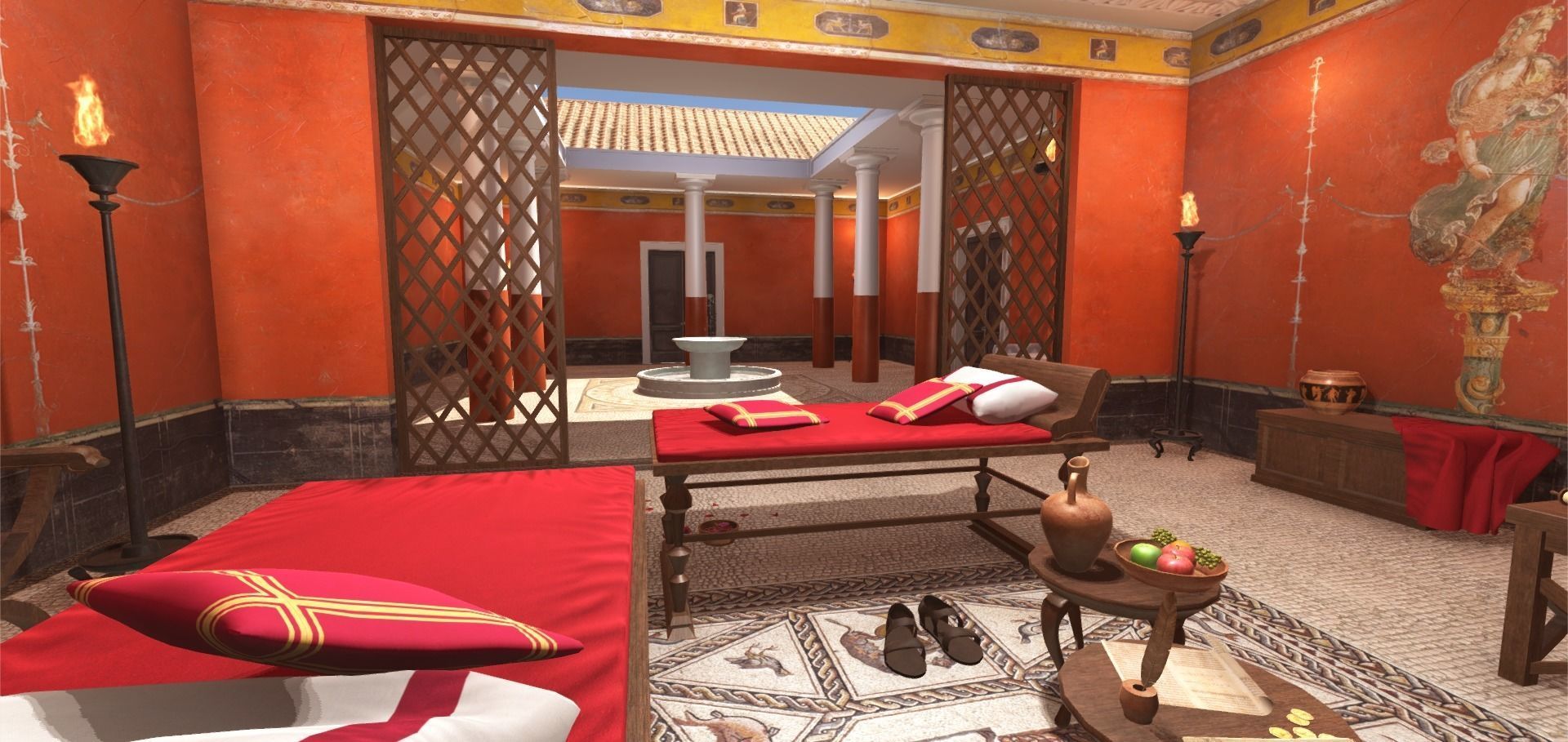 Roman house interior Low-poly 3D model_8