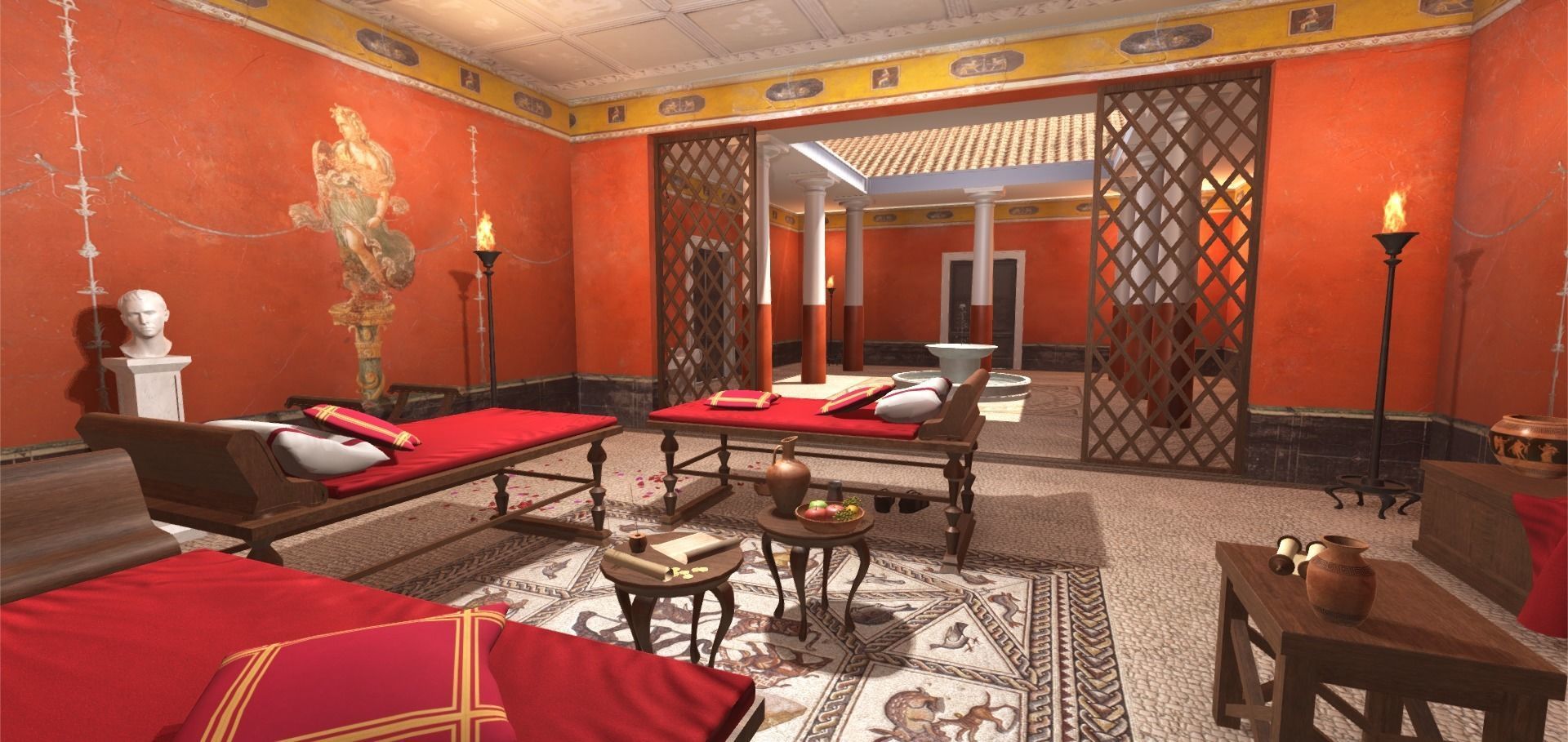 Roman house interior Low-poly 3D model_2