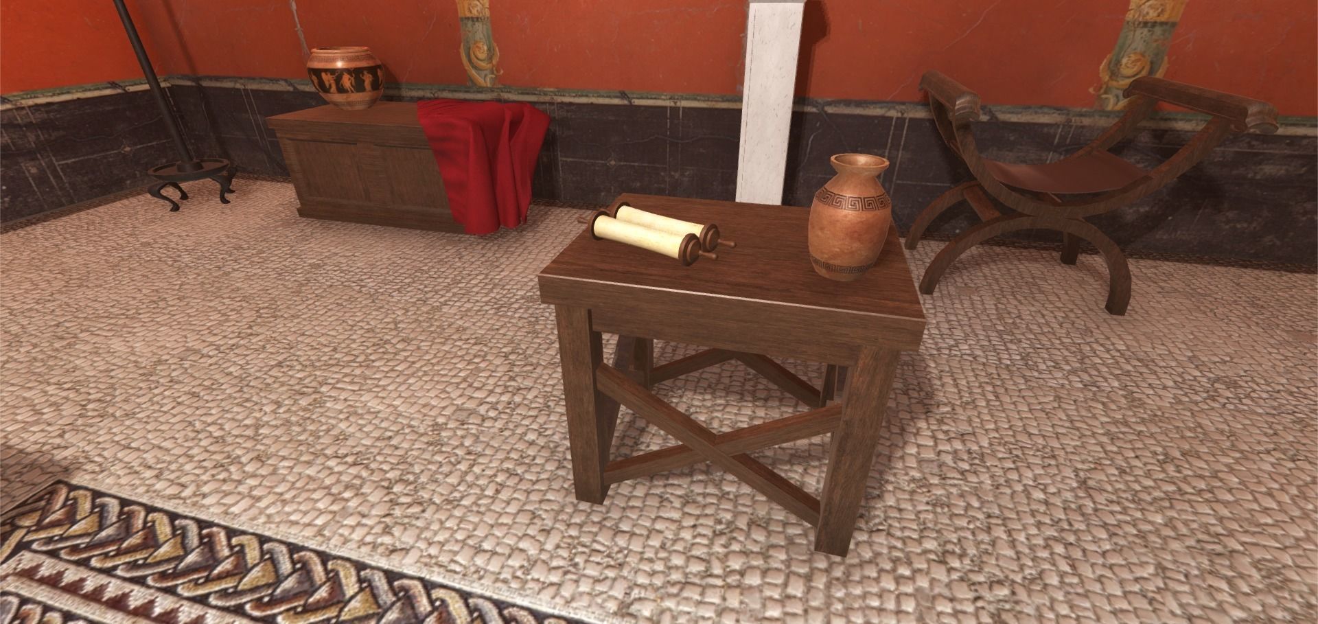 Roman house interior Low-poly 3D model_9