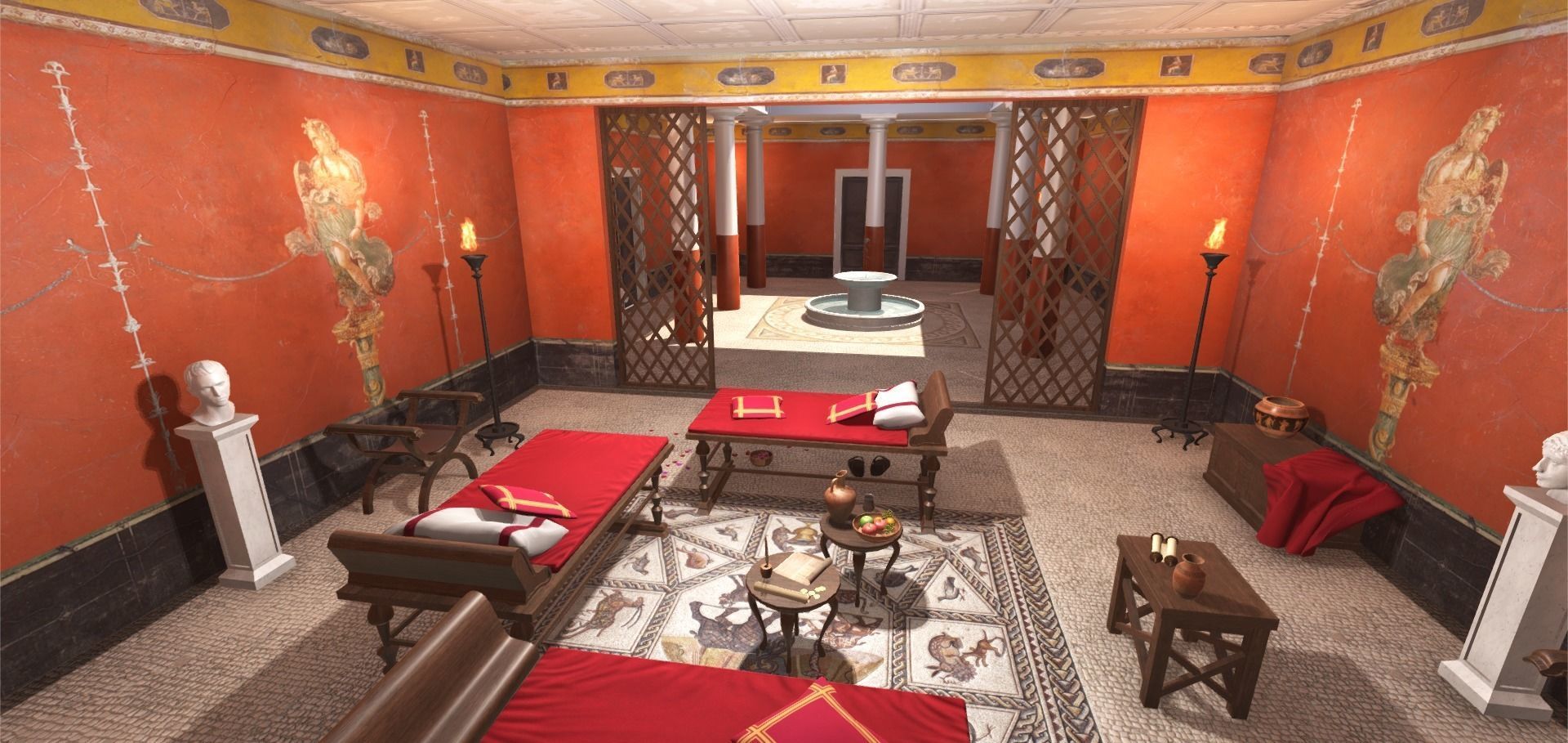 Roman house interior Low-poly 3D model_1