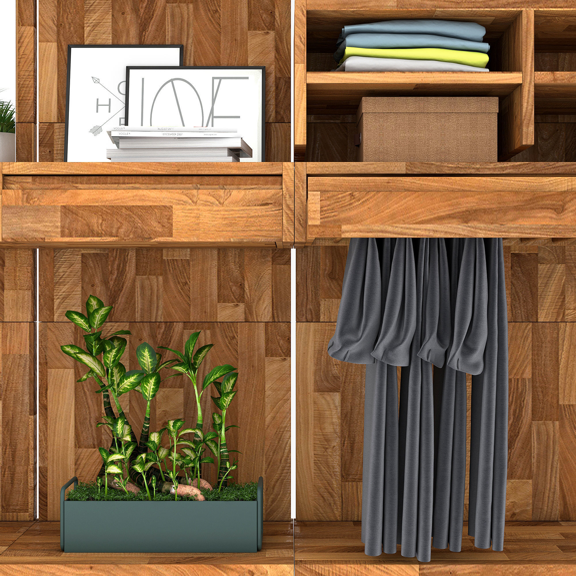 wardrobe three 3D model_7