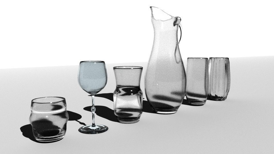Glasses Collection glass bottle with shadow Low-poly 3D model_3