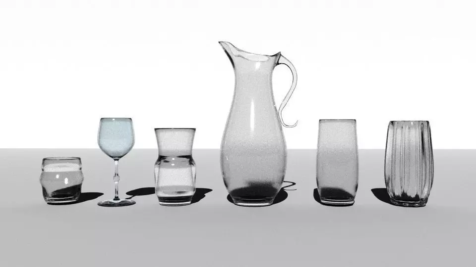 Glasses Collection glass bottle with shadow Low-poly 3D model_0