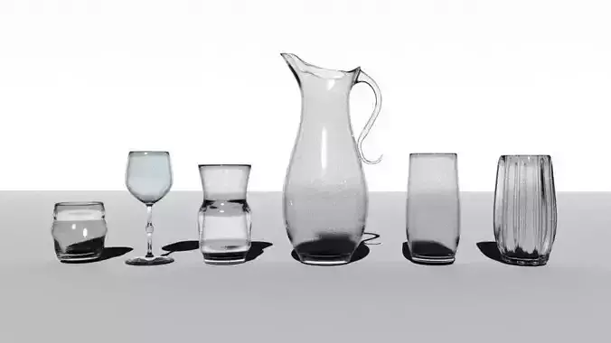 Glasses Collection glass bottle with shadow