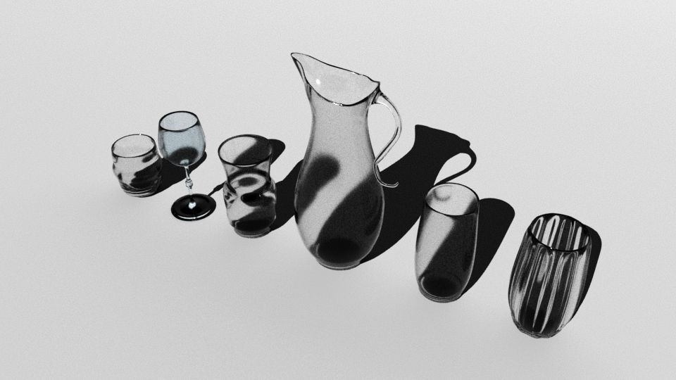 Glasses Collection glass bottle with shadow Low-poly 3D model_1