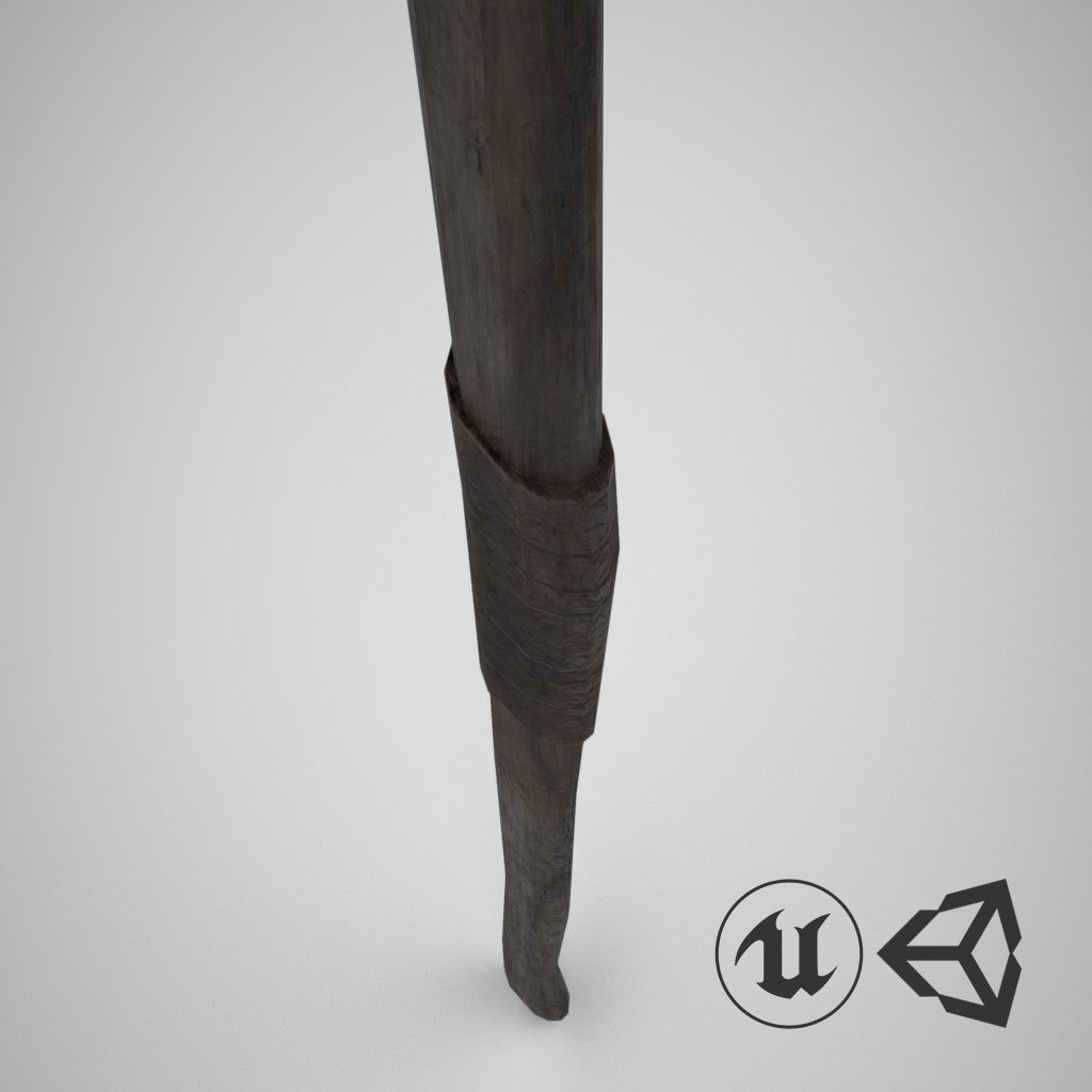 Medieval Axe Low-poly 3D model_3