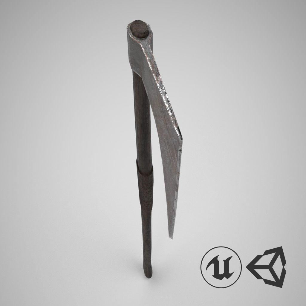 Medieval Axe Low-poly 3D model_2