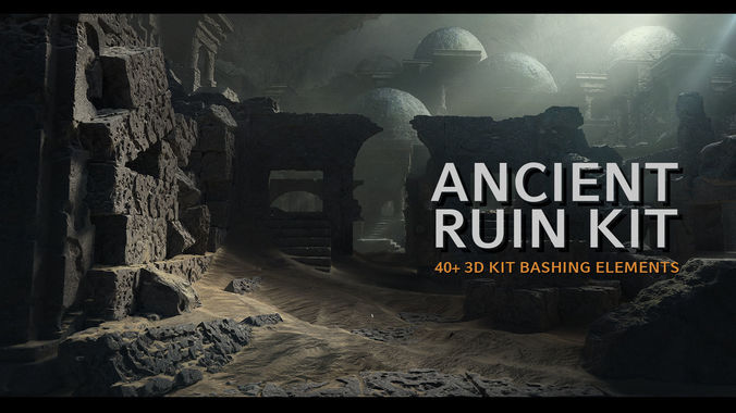 Ancient Ruin Kit - 40 plus Elements 3D model